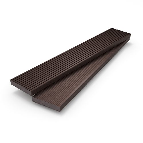 Dark brown decking boards
