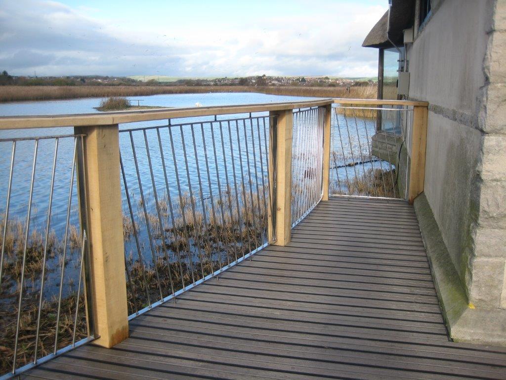 Slip resistant grey composite decking balcony