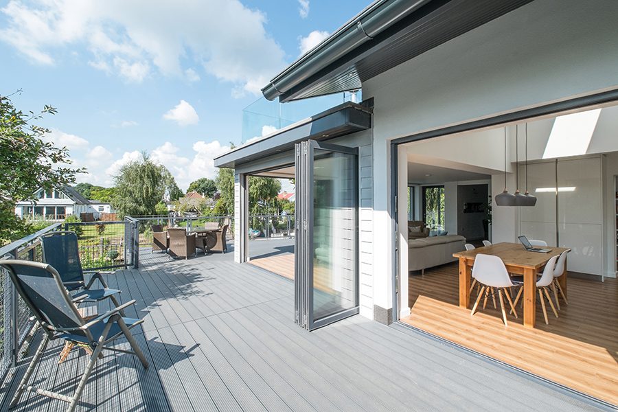 Light grey composite decking balcony