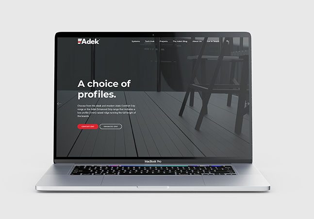 Adek website on a MacBook Pro