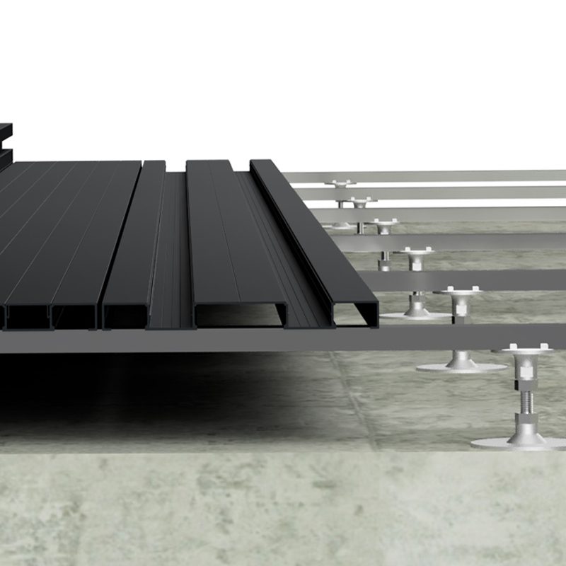 Black aluminium decking installation